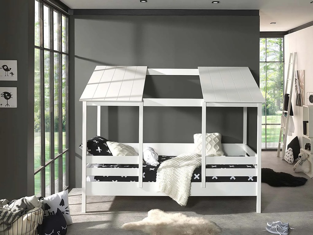 Letto montessori a casetta, finitura Bianco laccato