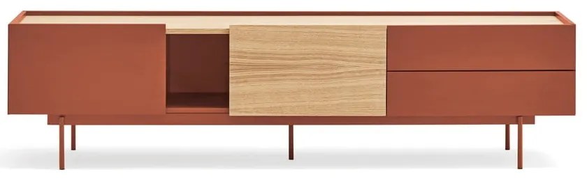 Tavolo TV in rovere color mattone naturale 180x45 cm Otto - Teulat