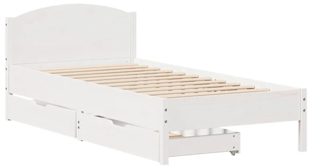 Letto senza materasso bianco 75x190 in legno massello di pino