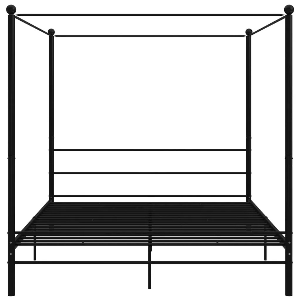 Letto a baldacchino nero in metallo 180x200 cm
