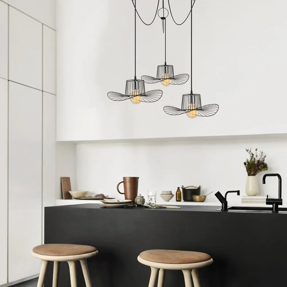 Lampada a sospensione nera per 3 lampadine Tel Hat - Opviq lights