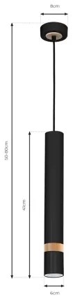 Lampadario a sospensione con filo JOKER BLACK WOOD 1xGU10/8W/230V