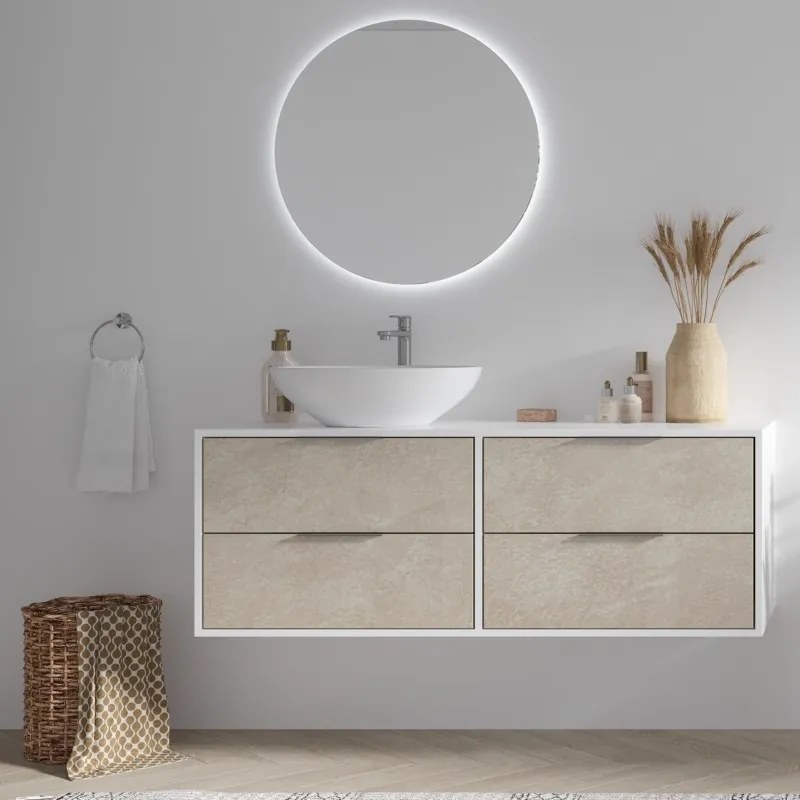 Kamalu - Mobile bagno 135cm bicolore con 4 cassetti scorrevoli SPR-135D