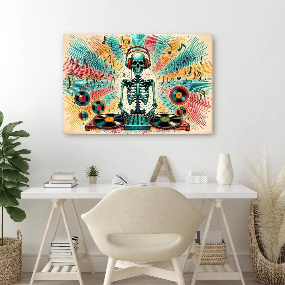 Quadro su tela – Scheletro disco con dischi