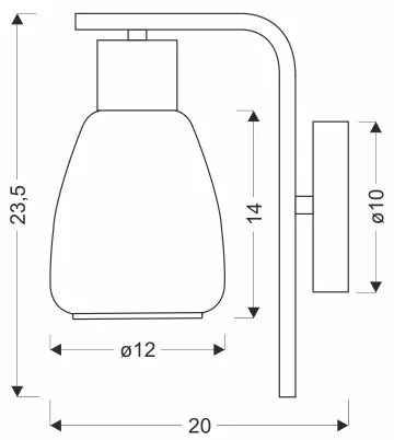 Applique MOLDO 1xE27/40W/230V nero/fumé nero