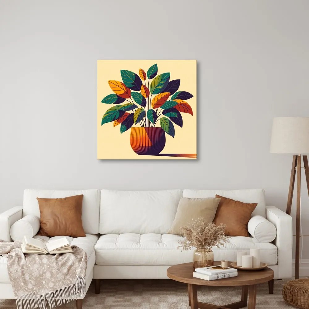Quadro su tela – Foglie tropicali in toni caldi