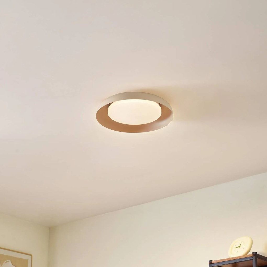 Plafoniera LED Lindby Florie, beige, metallo, Ø 40 cm