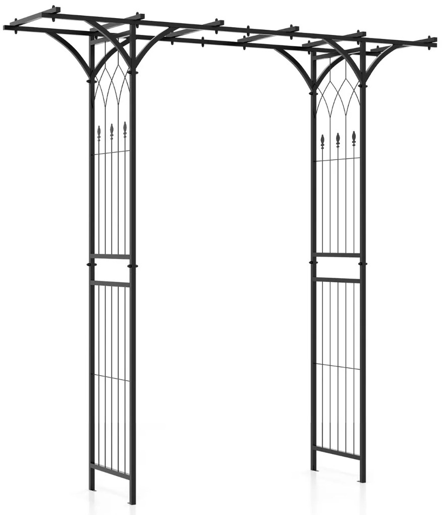 Costway Gazebo da giardino in metallo decorativo con tralicci per piante rampicanti, Arco da giardino 200x52x206cm