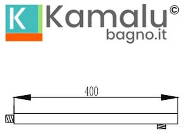 Kamalu - braccio doccia a muro 40cm squadrato con finitura nera | kam-arte nero