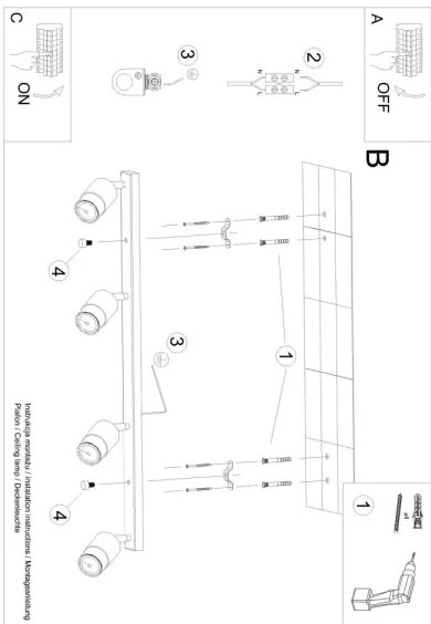 Sollux SL.1072 - Faretto NERO 4xGU10/40W/230V nero/oro