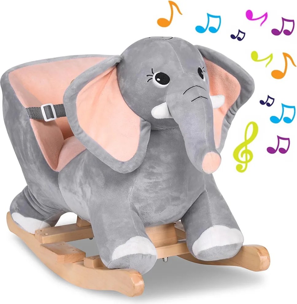 Elefante a Dondolo Cavalcabile Peluche Giocattolo Bambini con Suono...