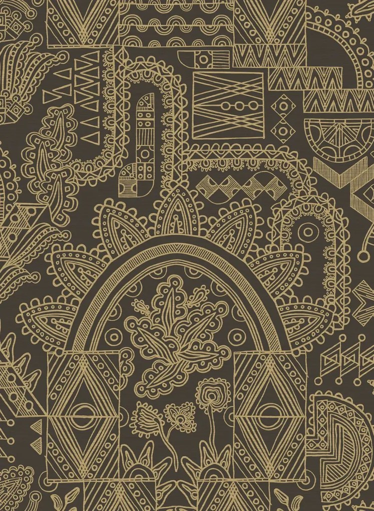Arte Carta da parati Joie - Black/ Gold