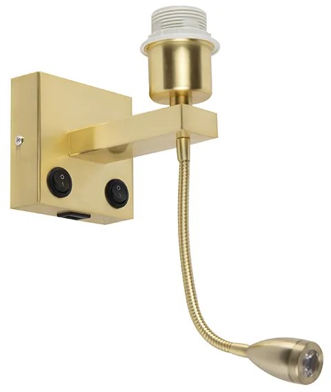 Applique Art Déco oro con USB e braccio flessibile - Brescia Combi