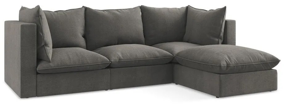 Divano angolare grigio scuro (con penisola a destra/con chaise lounge) Manao – Makamii