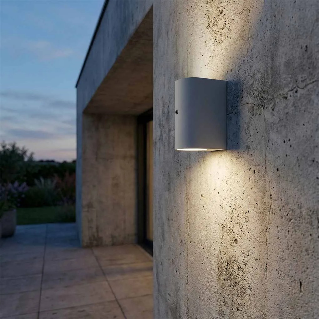 Applique Stondata 2xGU10 con Sensore Crepuscolare IP65 - Grigia