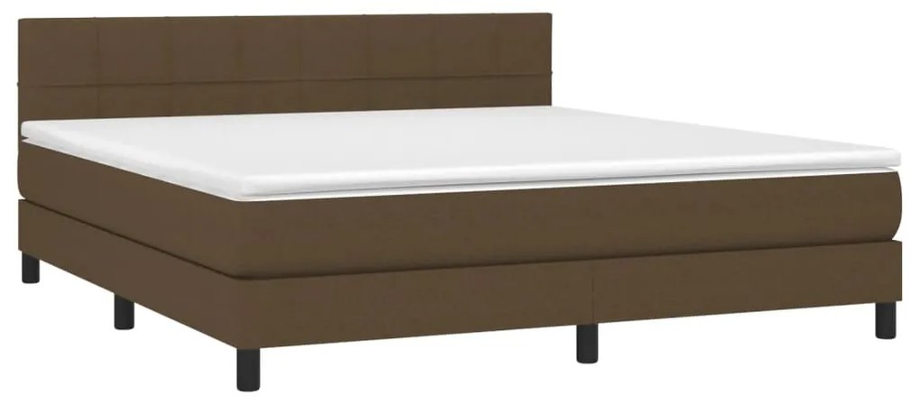 Letto a molle materasso e led marrone scuro 160x200 cm tessuto