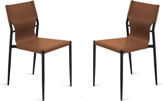 Sedia in simil cuoio Marrone con struttura in metallo Nero SVEVA 2 sedie