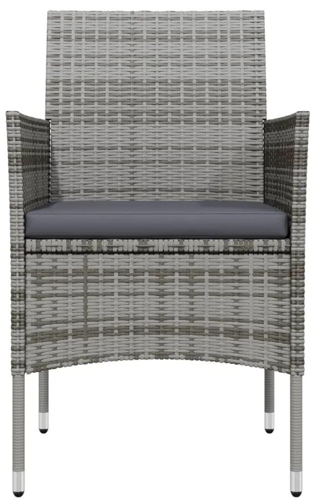 Set da pranzo da giardino 5 pz con cuscini grigio e nero