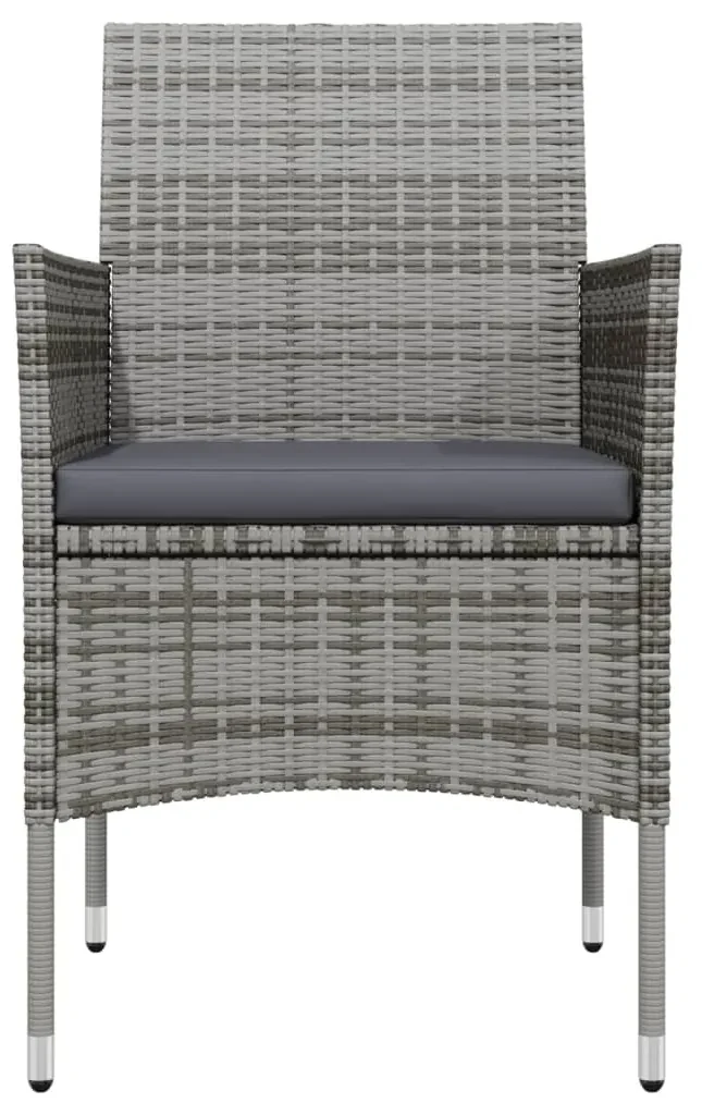 Set da pranzo da giardino 5 pz con cuscini grigio e nero