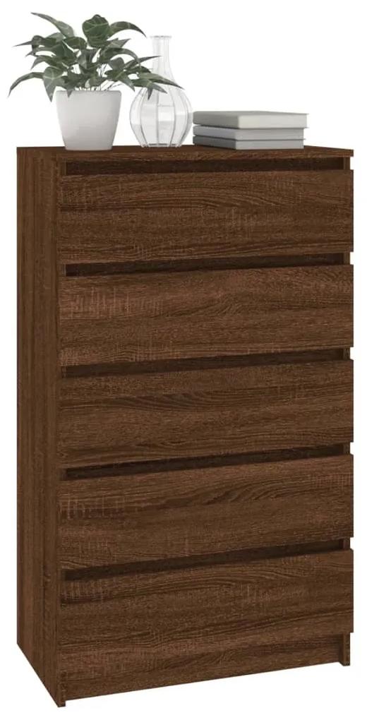 Cassettiera rovere marrone 60x36x103 cm in legno multistrato