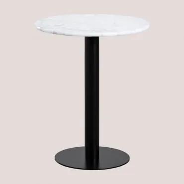 Tavolo da bar rotondo in marmo (Ø60 cm) Rocher Bianco & NERO - Sklum