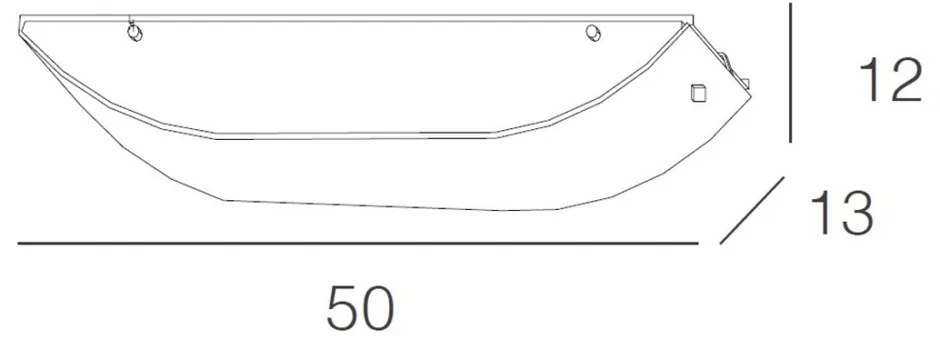 Applique Contemporanea Linear Mad Metallo E Vetro Bianco 2 Luci E27 50Cm