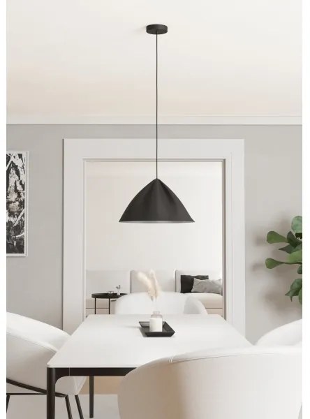 Eglo 900835 - Lampadario a sospensione con filo PODERE 1xE27/40W/230V nero