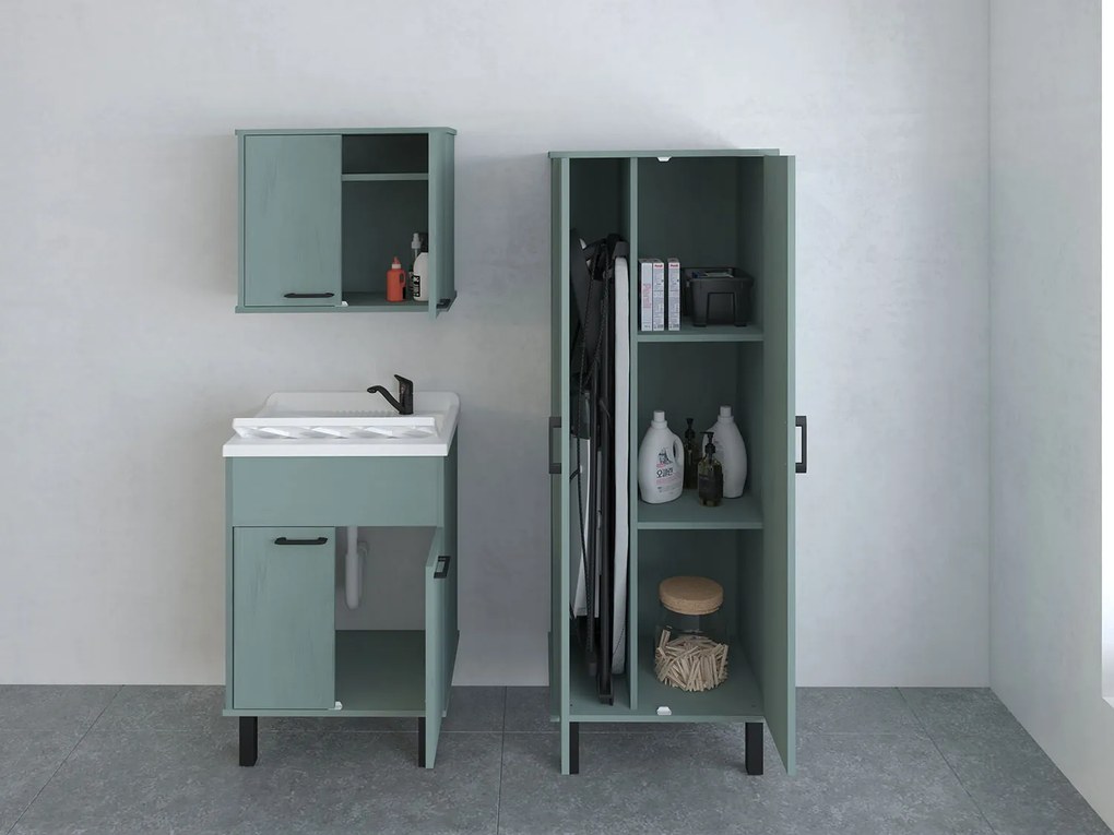 Mobile Lavatoio Smeraldo 60x50x85 cm con Vasca in PP Struttura in PVC Verde Scuro...