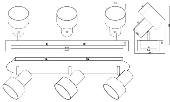 Trio - Faretto WAILER 3xGU10/5W/230V nero