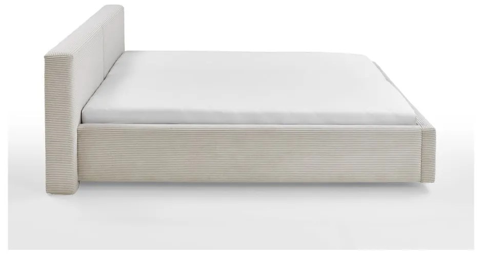 Letto matrimoniale imbottito beige con contenitore con rete inclusa 180x200 cm Cube – Meise Möbel