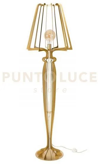 Lampada da terra raffinata minerva oro trasparente in ferro diametr...