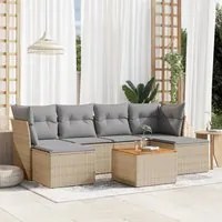 Set Divano da Giardino 7 pz con Cuscini Beige Misto Polyrattan 3256101