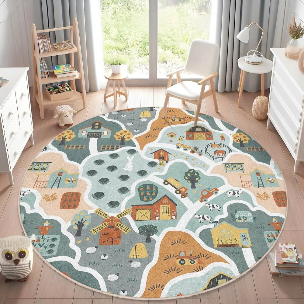 Tappeto da gioco per bambini lavabile ø120 cm Farmer's Life – Mila Home