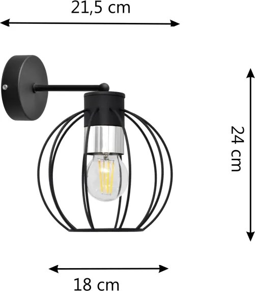 Applique STARLIGHT 1xE27/15W/230V nero/argento