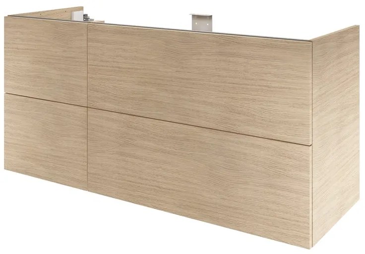 Mobile da bagno sospeso sotto lavabo L 135 x H 64 x P 48 cm rovere lucido, 4 cassetti SENSEA Neo