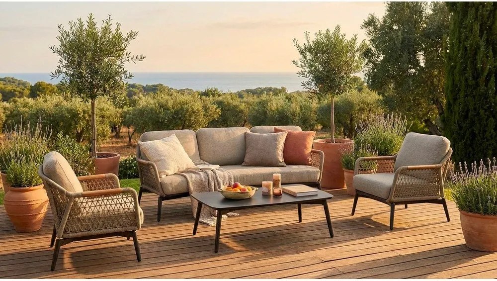 Divano da giardino marrone chiaro in acacia massiccia Eulero – Bizzotto