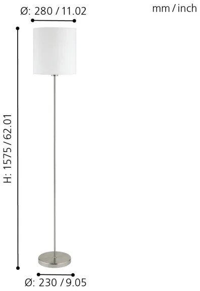 Eglo 95164 - Lampada da terra PASTERI 1xE27/60W/230V