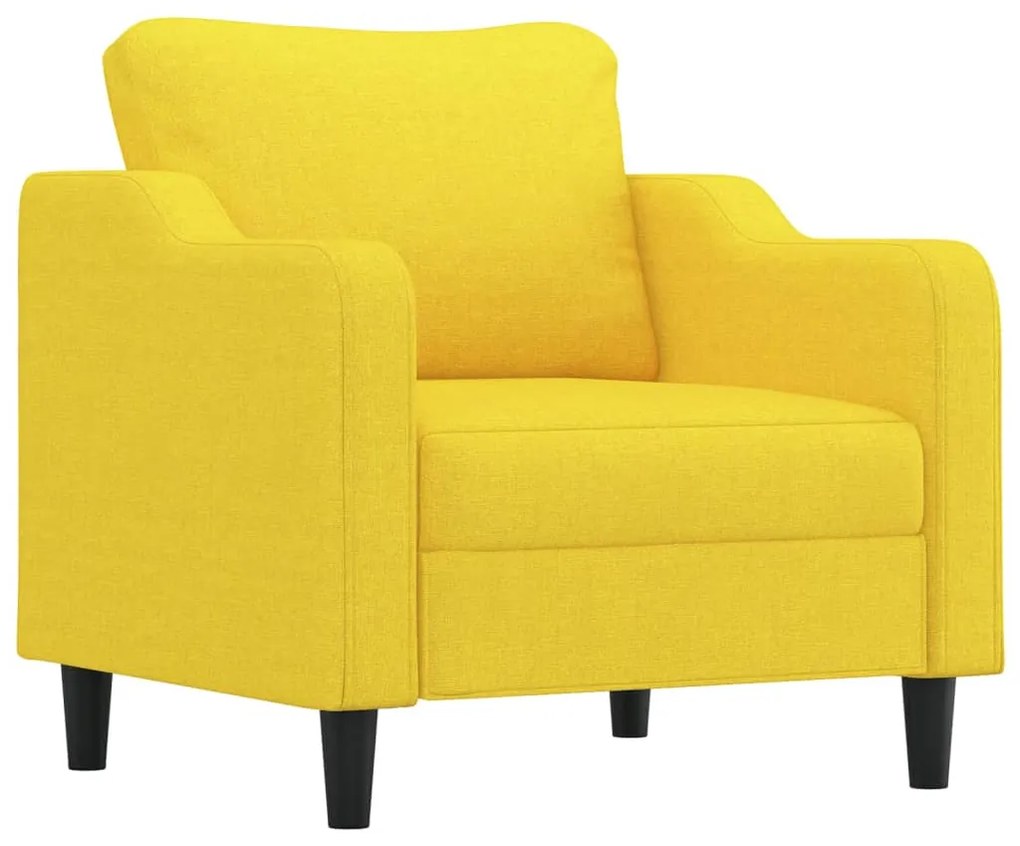 Set di divani 3 pz con cuscini giallo chiaro in tessuto
