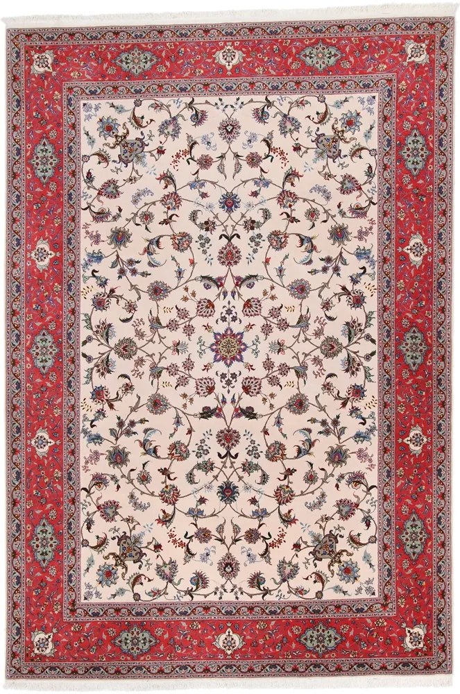 Tabriz Tappeto 200x300 Rosso (Iran) Annodato A Mano
