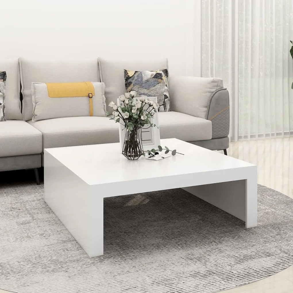 Tavolino Da Salotto Bianco 100x100x35 Cm Truciolato /