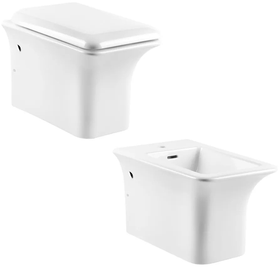 Coppia sanitari sospesi Vaso e Bidet con Coprivaso Rallentato Bianco Ispa Gessi