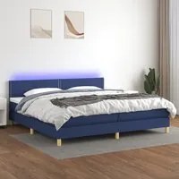 Letto a Molle Materasso e LED Blu 200x200cm in Tessuto cod mxl 56101