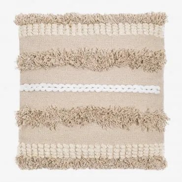 Cuscino Quadrato in Cotone (50x50cm) Punet Beige Lino - Sklum