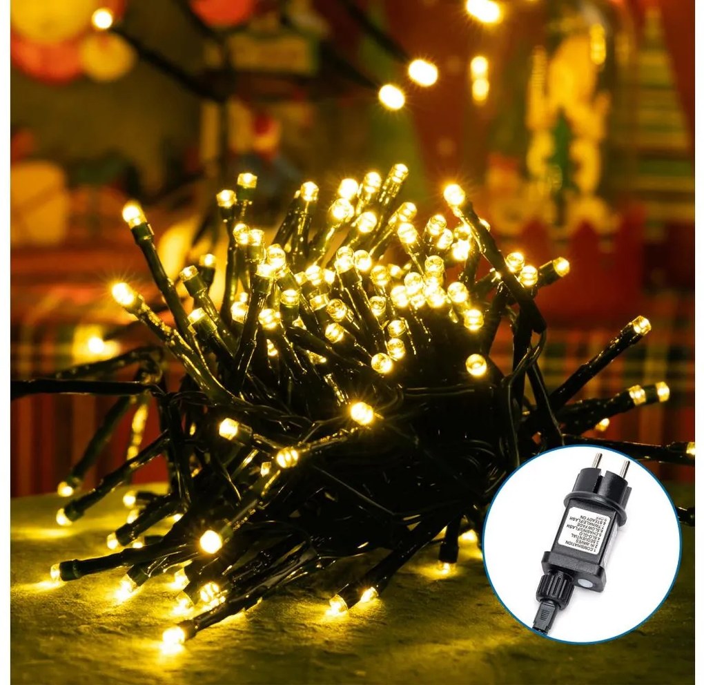 Aigostar - Catena LED natalizia da esterno 600xLED/8 funzioni 18m IP44 bianco caldo