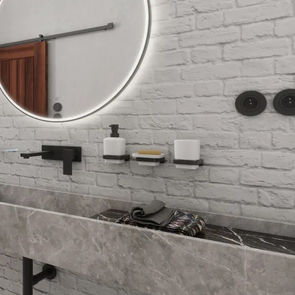 NIMCO MAC 2905831K-T-90-Distributore di sapone a parete e portaspazzolino MAYA 320 mm