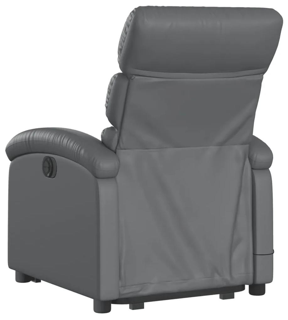 Poltrona alzapersona reclinabile massaggio grigio similpelle