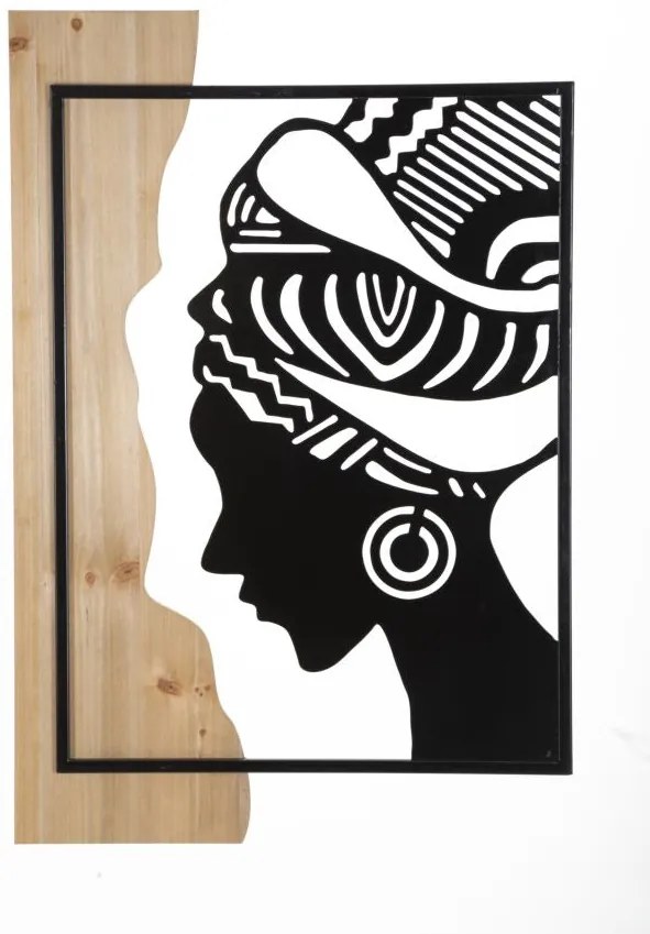 Pannello Decorativo Tribale in Ferro e Legno - 53x2x80 cm