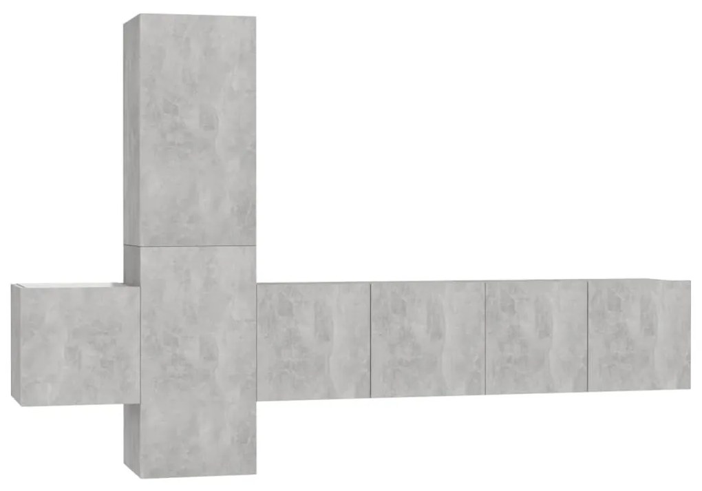 Set di mobili porta tv 5 pz grigio cemento in legno multistrato