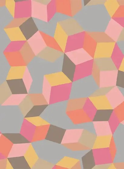 Designtapete Puzzle von Cole and Son - Pink & Orange