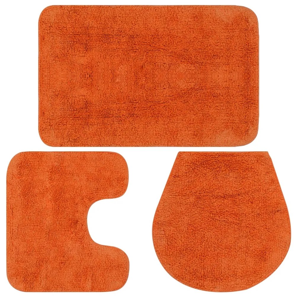 Set Tappetini Per Bagno 3 Pz İn Tessuto Arancione /